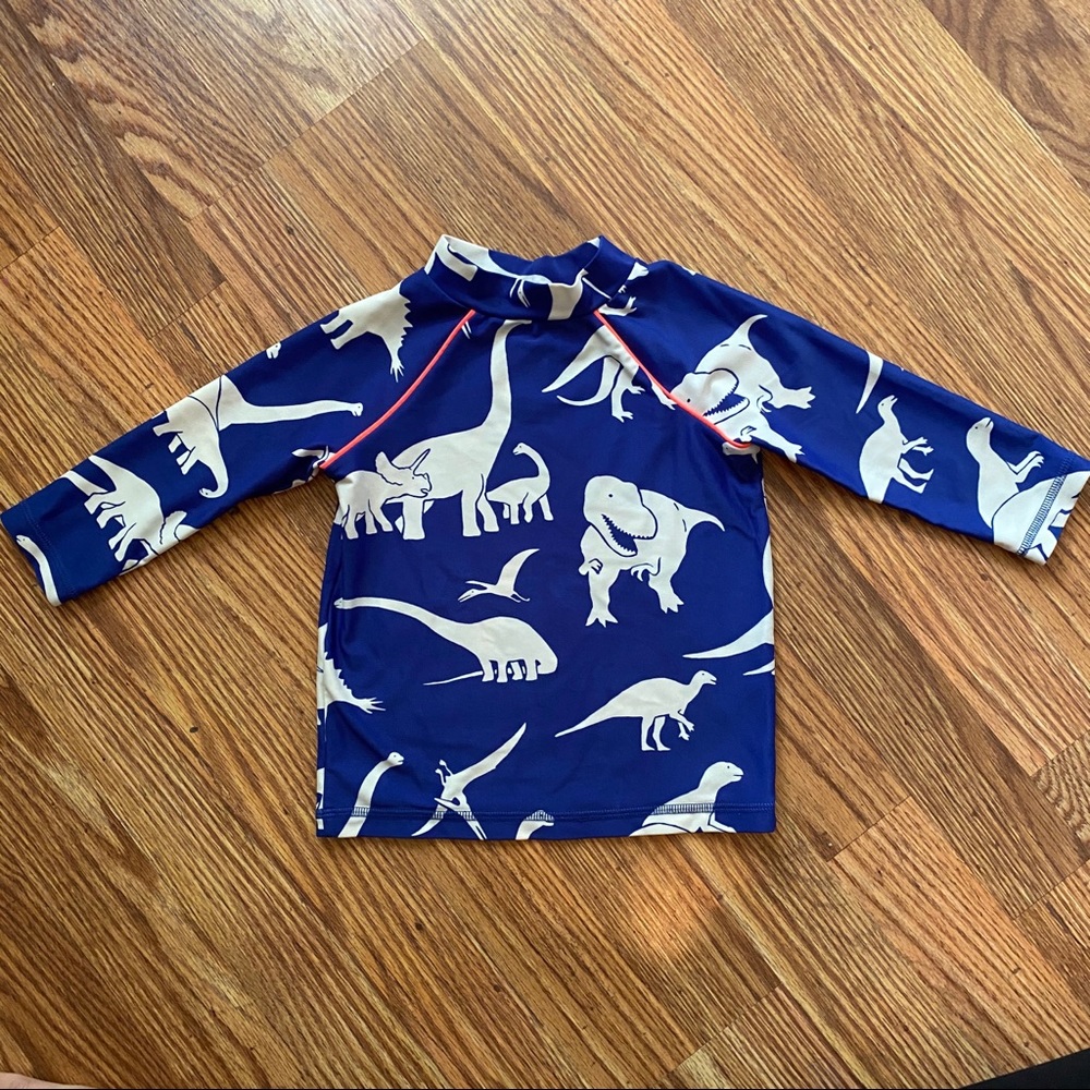 Mini Boden Dino swim suit rash guard top